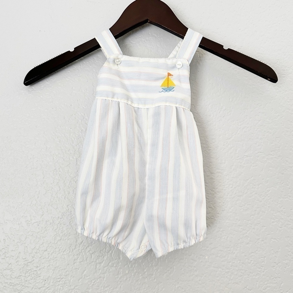 CARTERS Vintage Stripe Sailboat Overalls 6 Months